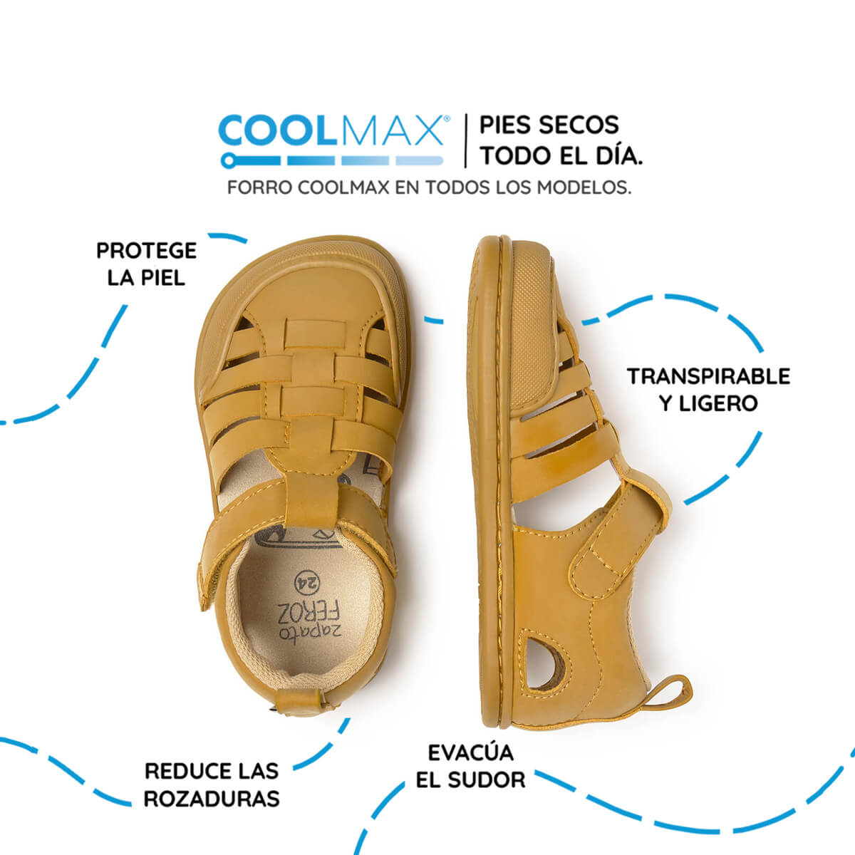 sandalia cangrejera barefoot infantil mostaza calpe rocker ss26 03
