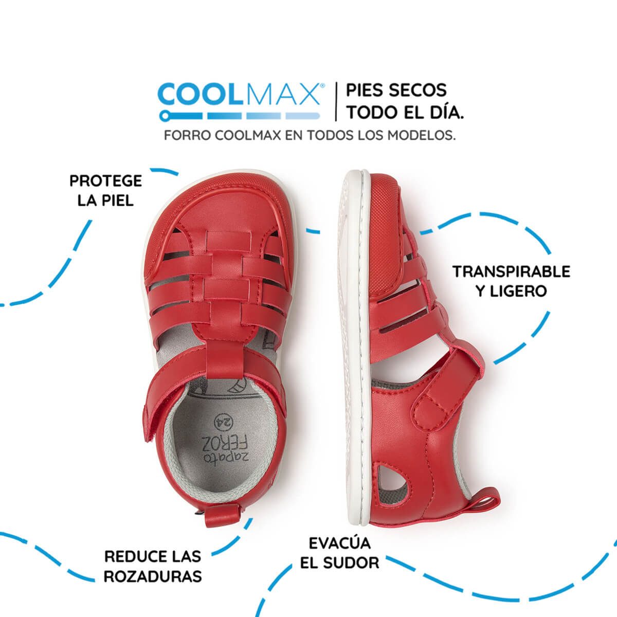 sandalia cangrejera barefoot infantil rojo calpe rocker ss26 03