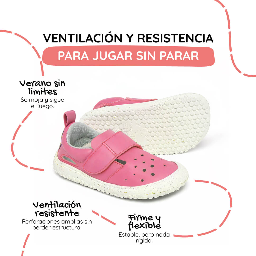 sandalia cerrada barefoot infantil rosa fresa benisa rocker ss26