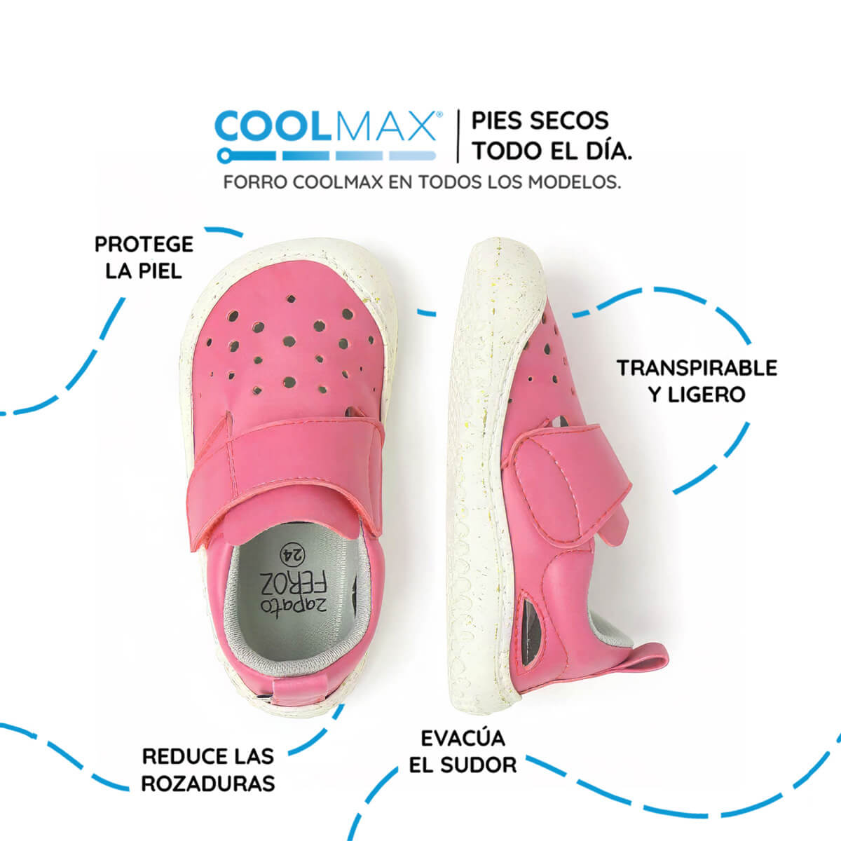 sandalia cerrada barefoot infantil rosa fresa benisa rocker ss26