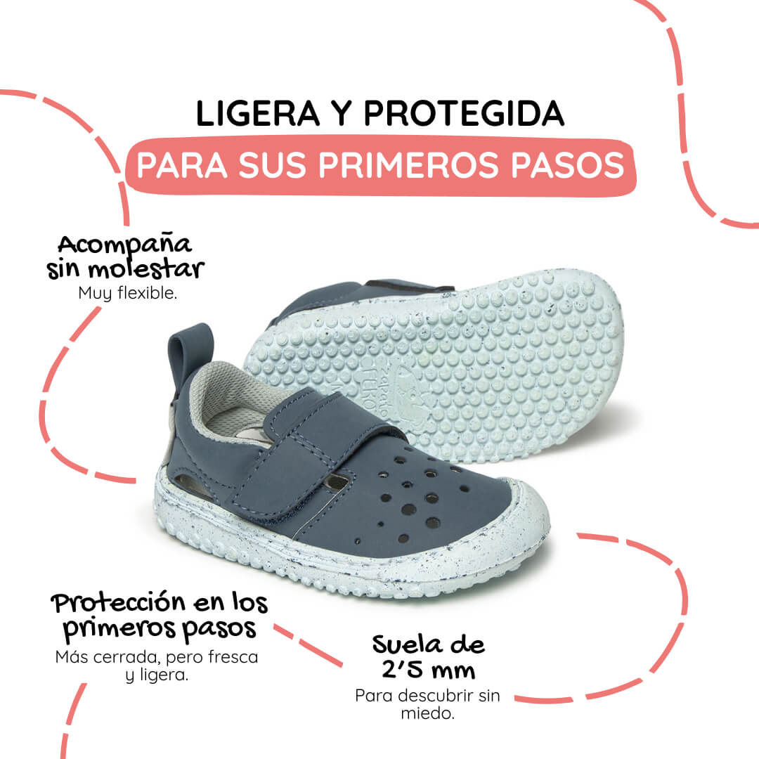 sandalia cerrada respetuosa bebes feroz azul benisa ss25 02 | azul microfibra nobuck