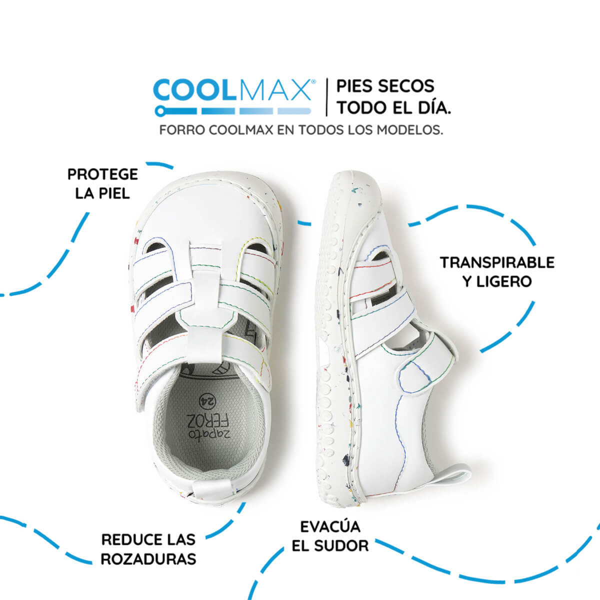 sandalia deportiva resistente agua respetousa infantil blanco multicolor irta rocker ss26 03