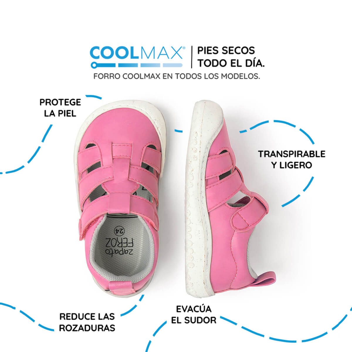 sandalia deportiva resistente agua respetousa infantil fresa rosa irta rocker ss26 03