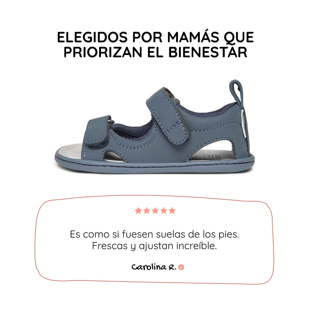 sandalia doble velcro barefoot infantil azul denim Saler rocker ss26 Denim 01 | Azul Denim Microfibra Nobuck