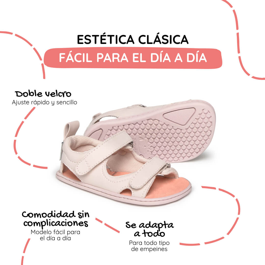 sandalia doble velcro barefoot infantil rosa palo Saler rocker ss26 Palo 02 | Rosa Palo Microfibra Nobuck
