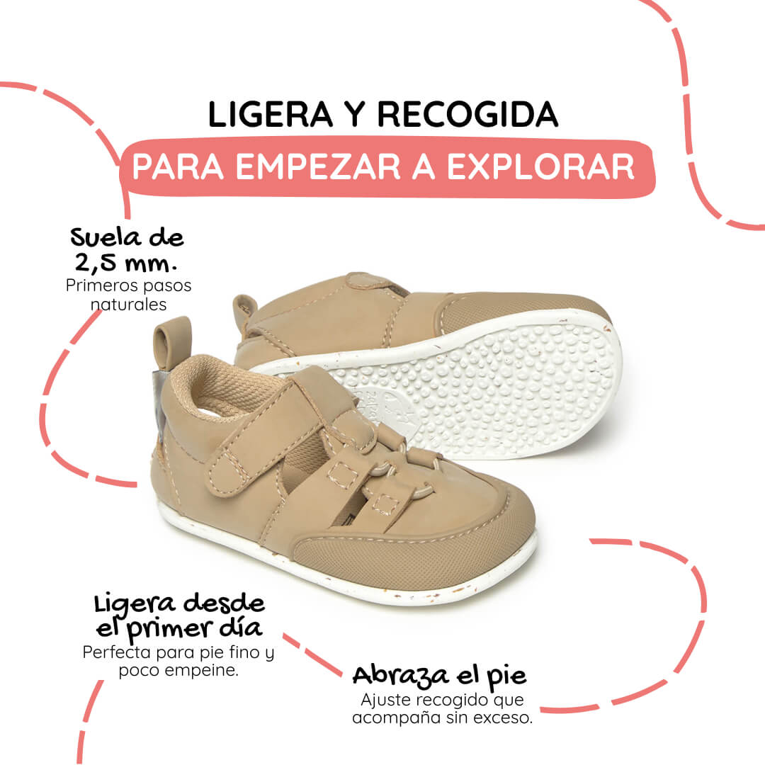 sandalia elastico respetuosa bebes beige piedra canet feroz ss26 02