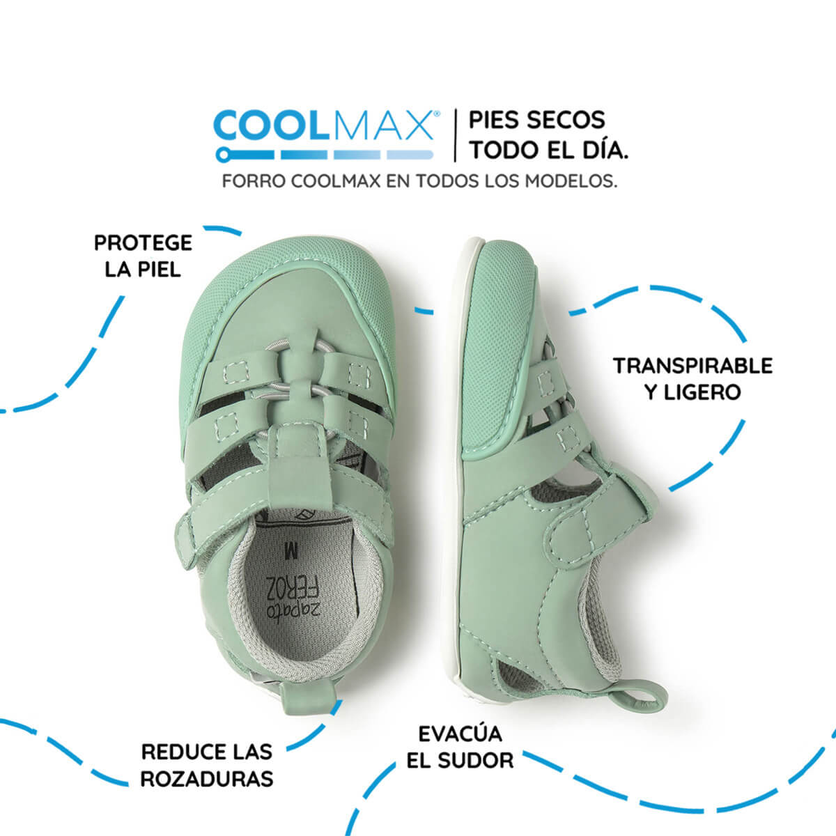 sandalia elastico respetuosa bebes mint canet feroz ss26 03