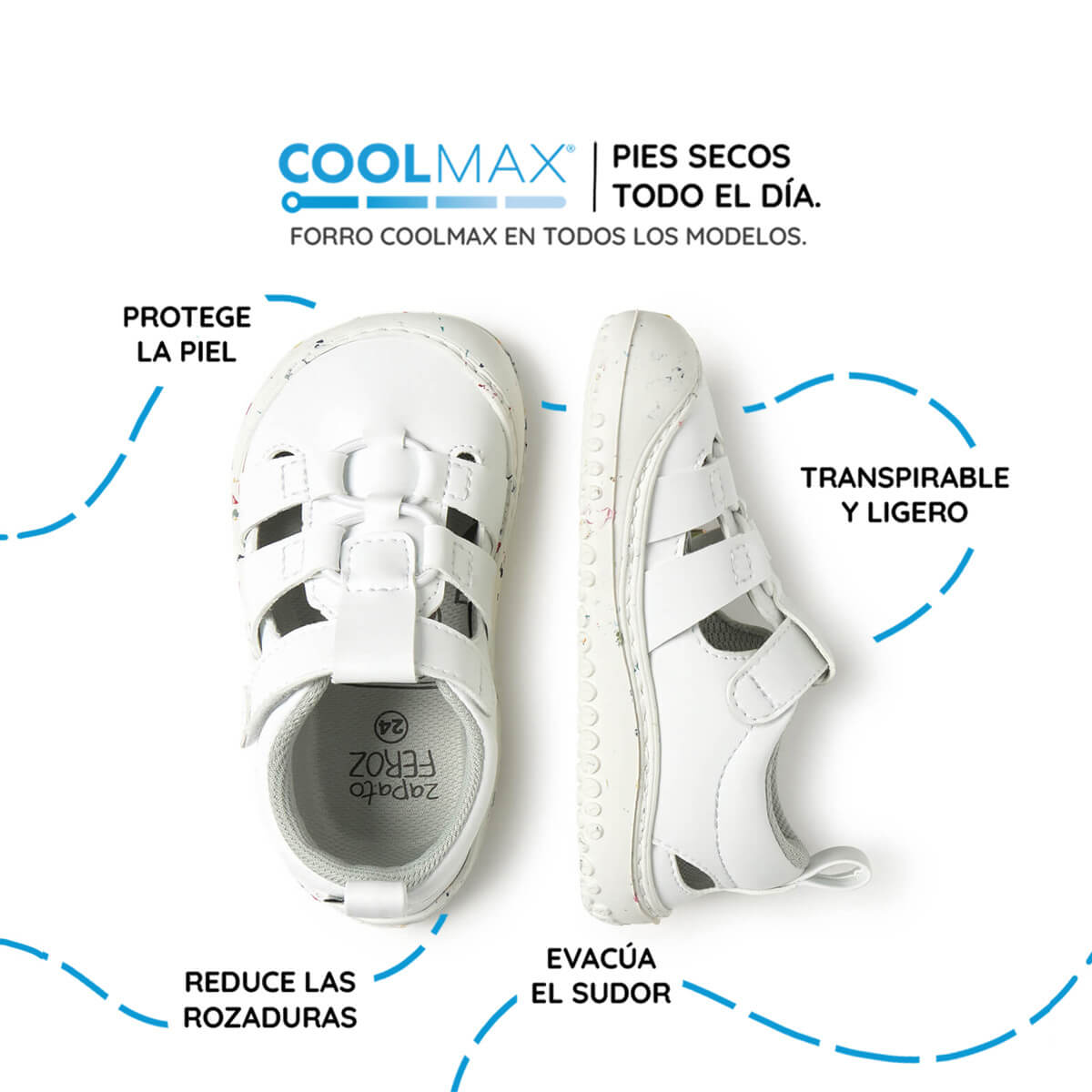 sandalia elastico respetuosa infantil blanco canet rocker ss26 03