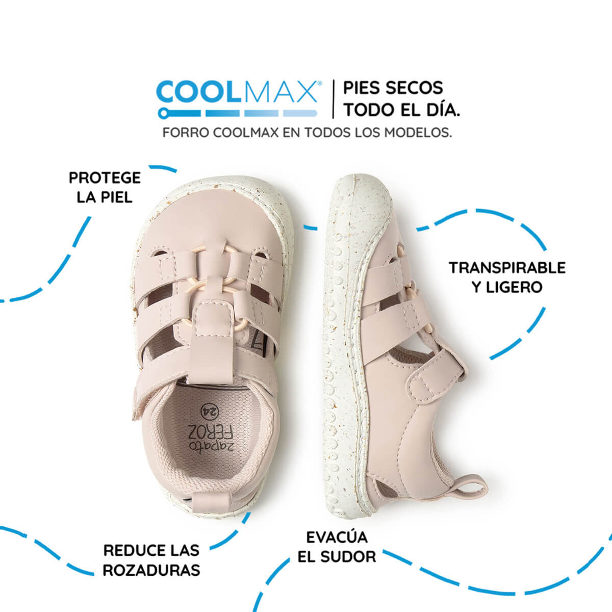 sandalia elastico respetuosa infantil rosa palo canet rocker ss25 Palo 03