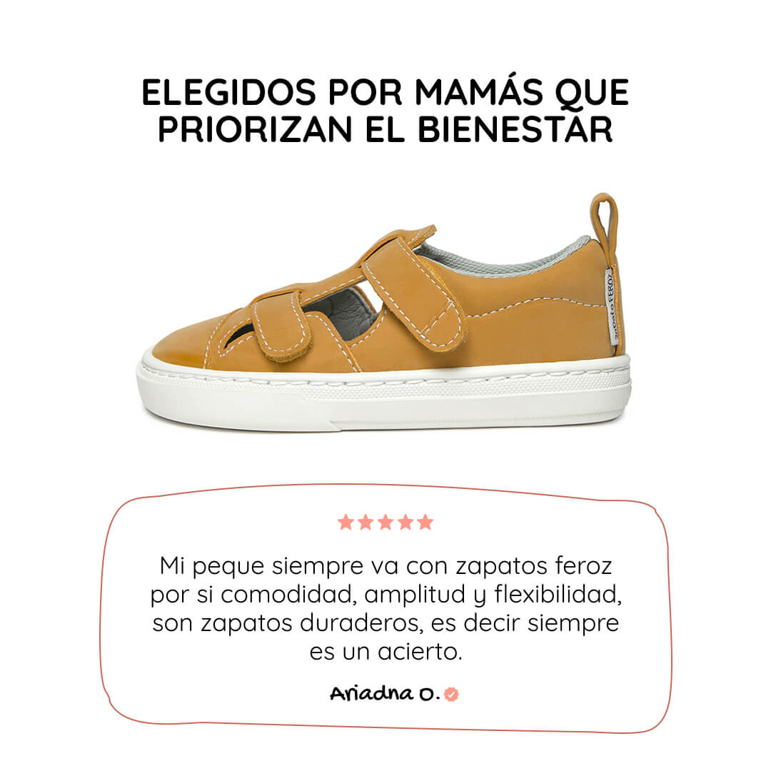 sandalia mayor apertura barefoot infantil mostaza javea rocker ss26 01 | mostaza microfibra nobuck