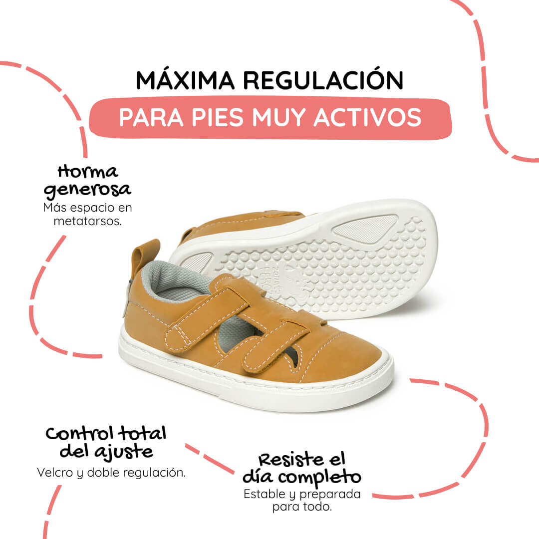 sandalia mayor apertura barefoot infantil mostaza javea rocker ss26 02  | mostaza microfibra nobuck