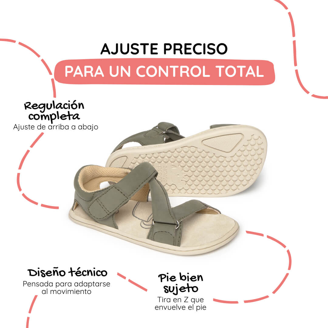 sandalia minimalista respetousa infantil kaki oliva rocker ss26 02