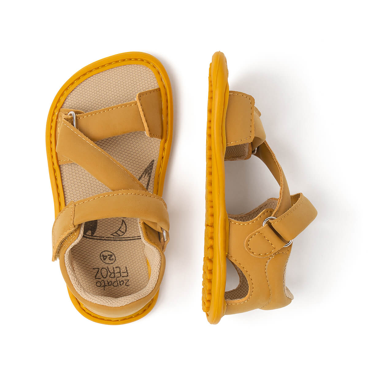 sandalia minimalista respetousa infantil mostaza oliva rocker ss25 03 | Mostaza Microfibra Nobuck