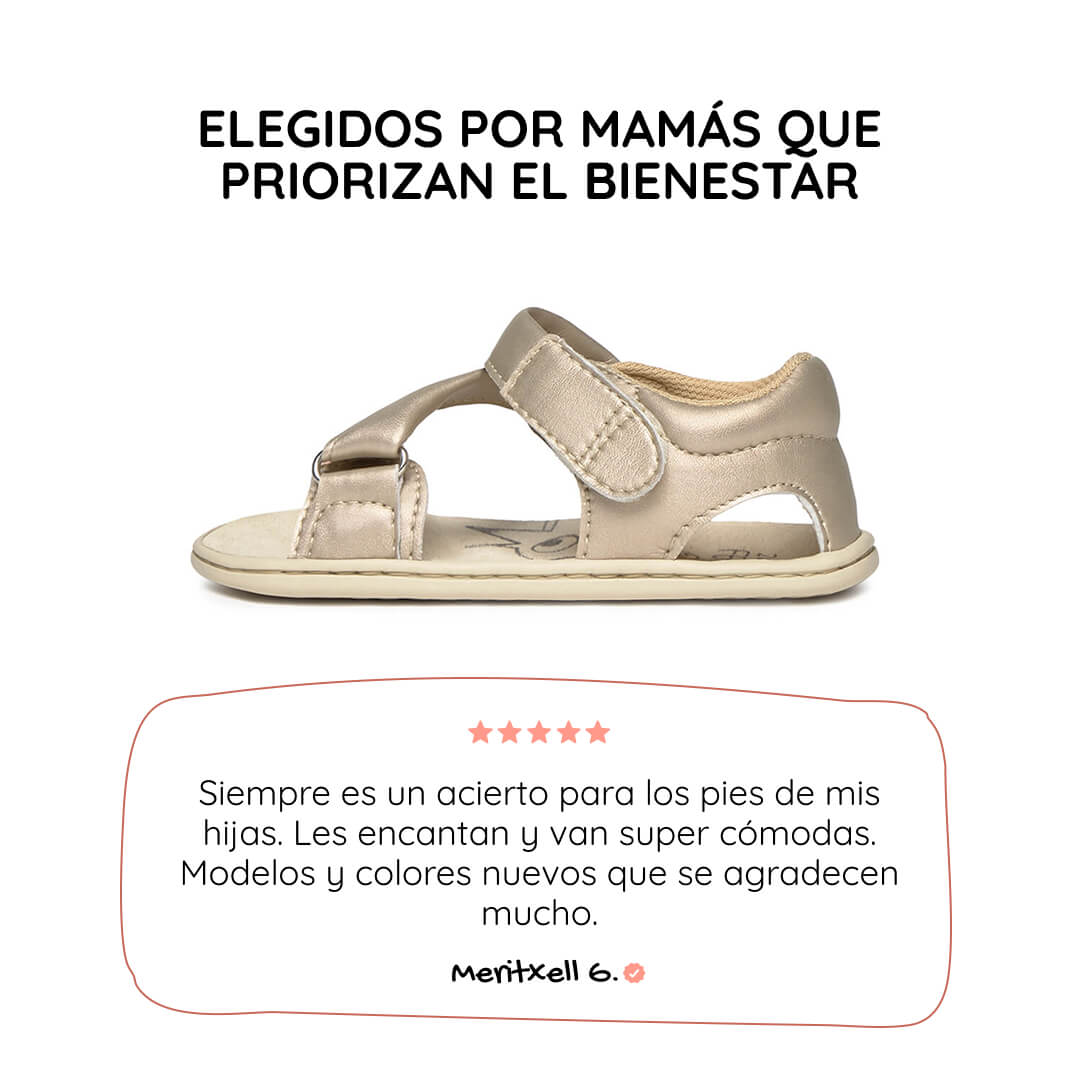 sandalia minimalista respetousa infantil oro dorado oliva rocker ss26 01 | Oro Microfibra
