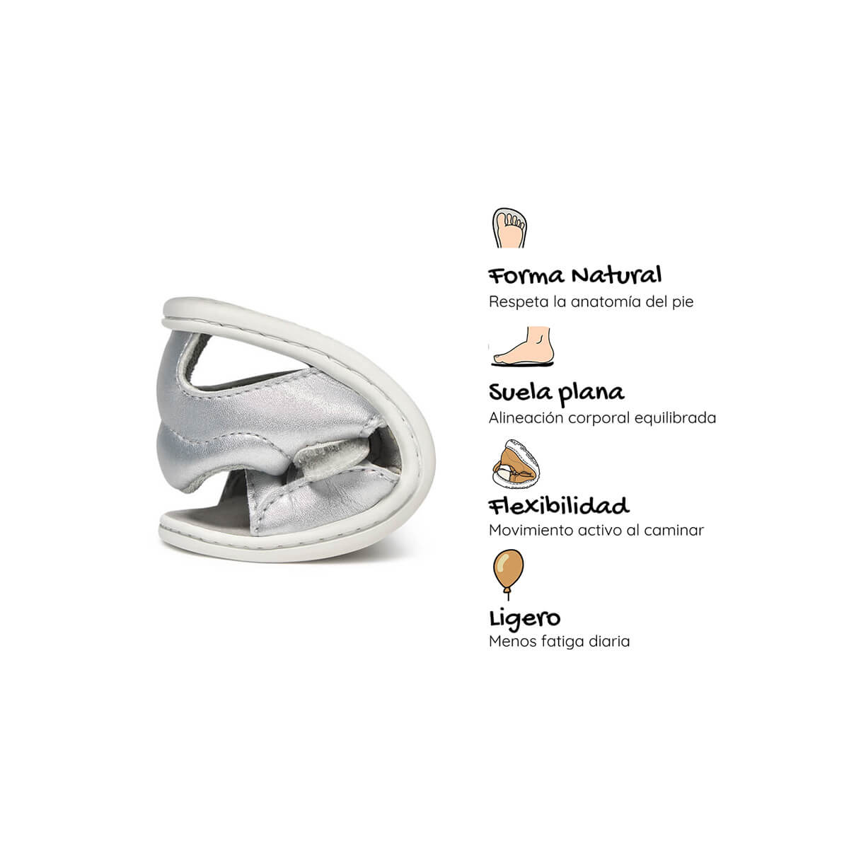 sandalia trenzada barefoot infantil plata gandia rocker ss26 04