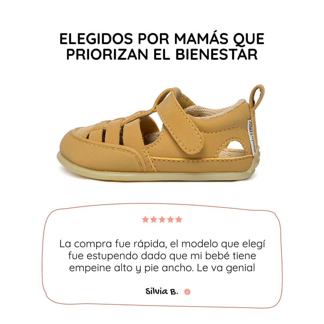 sandalia trenzada respetuosa bebes tabarca feroz ss26 Mostaza 01
