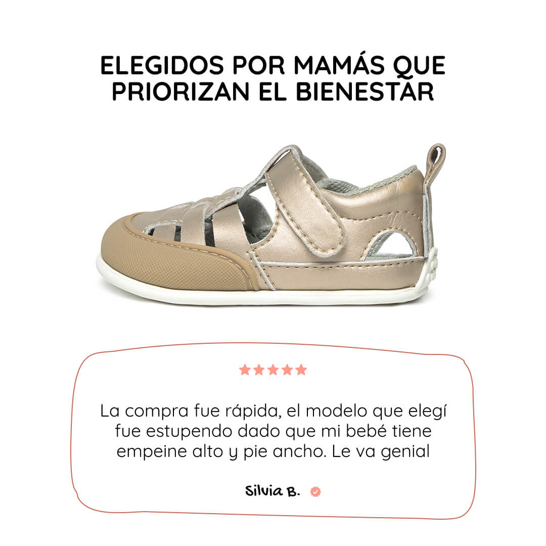 sandalia trenzada respetuosa bebes tabarca feroz ss26 Oro 01