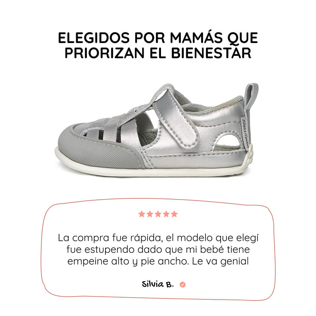 sandalia trenzada respetuosa bebes tabarca feroz ss26 Plata 01