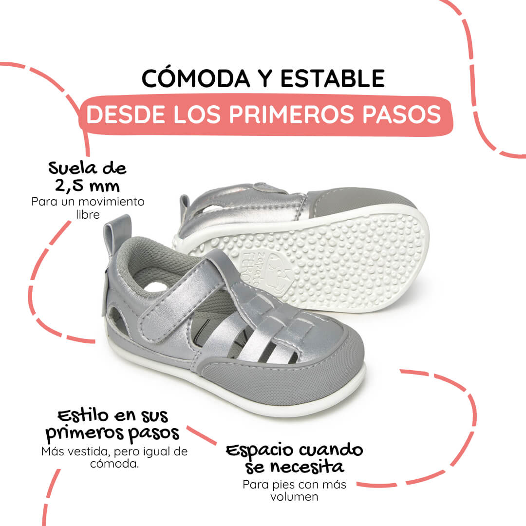 sandalia trenzada respetuosa bebes tabarca feroz ss26 Plata 02