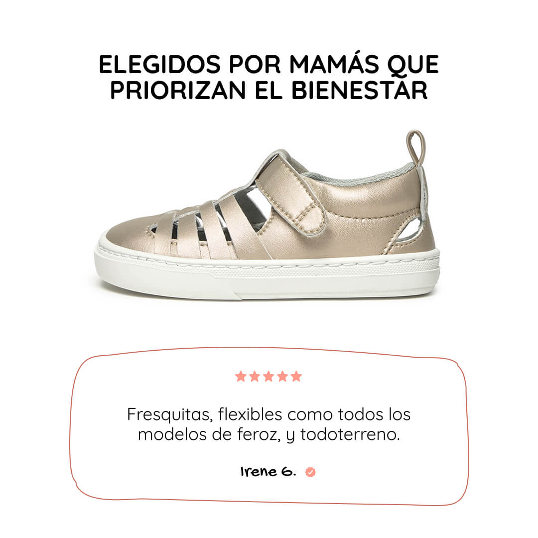 sandalia trenzada respetuosa infantil oro dorado tabarca rocker ss26 01