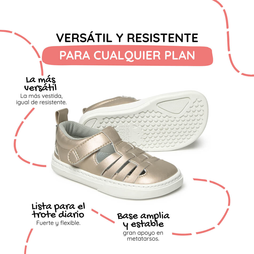 sandalia trenzada respetuosa infantil oro dorado tabarca rocker ss26 02