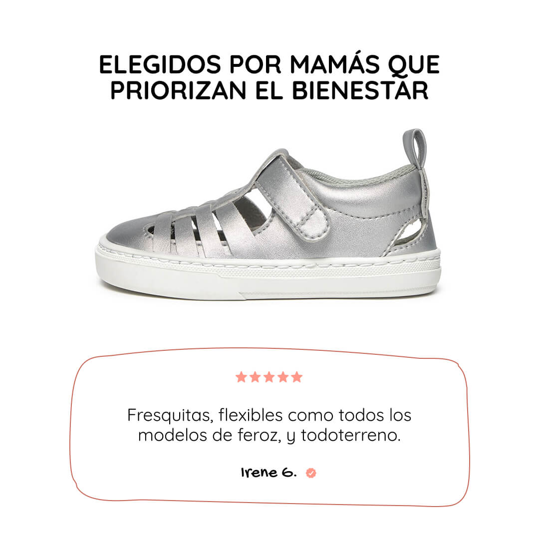 sandalia trenzada respetuosa infantil plata plateado tabarca rocker ss26 01