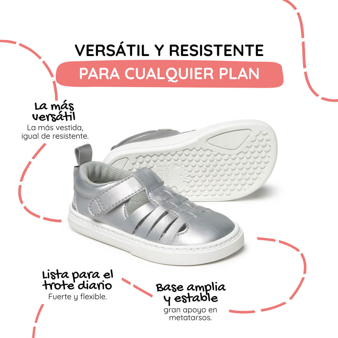 sandalia trenzada respetuosa infantil plata plateado tabarca rocker ss26 02