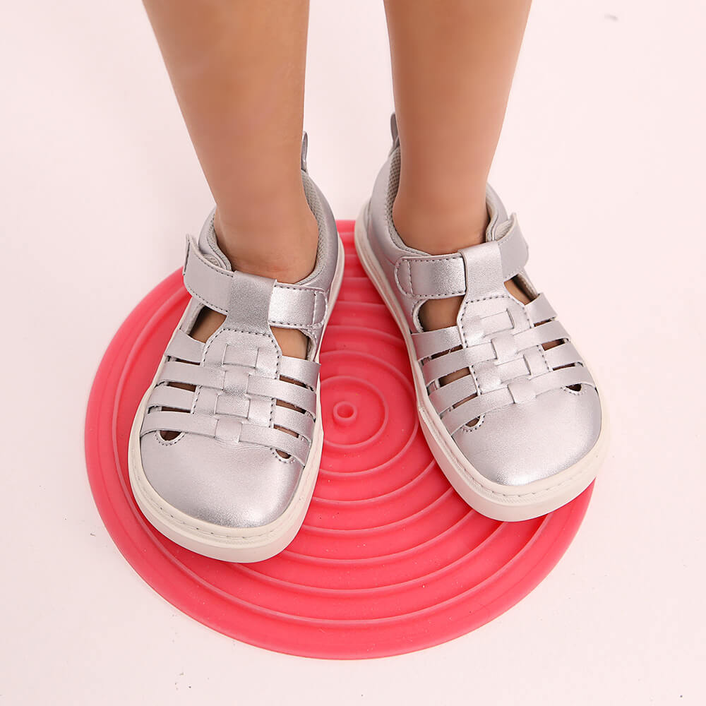 sandalia trenzada respetuosa infantil tabarca rocker ss26 plata