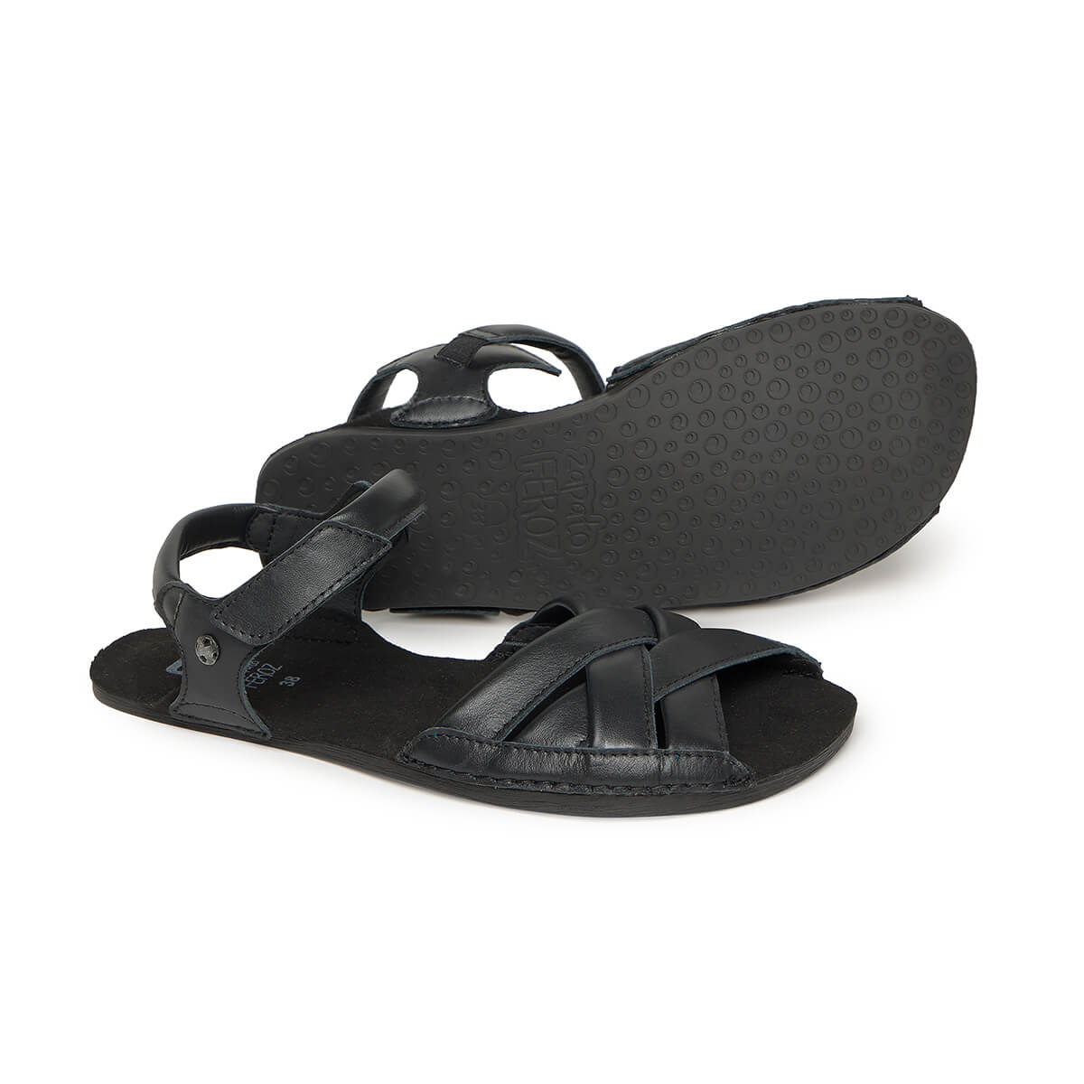sandalias barefoot suela flexible blanda transpirable mujer hombre primavera verano gandia ss226 Piel Negro 02 | Negro Microfibra Serraje