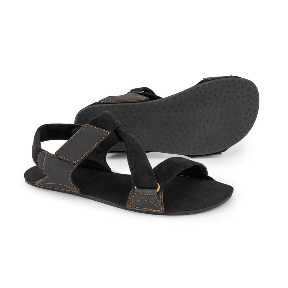 sandalias barefoot suela plana flexible blanda microfibra piel color negro mujer hombre primavera verano oliva ss24 02