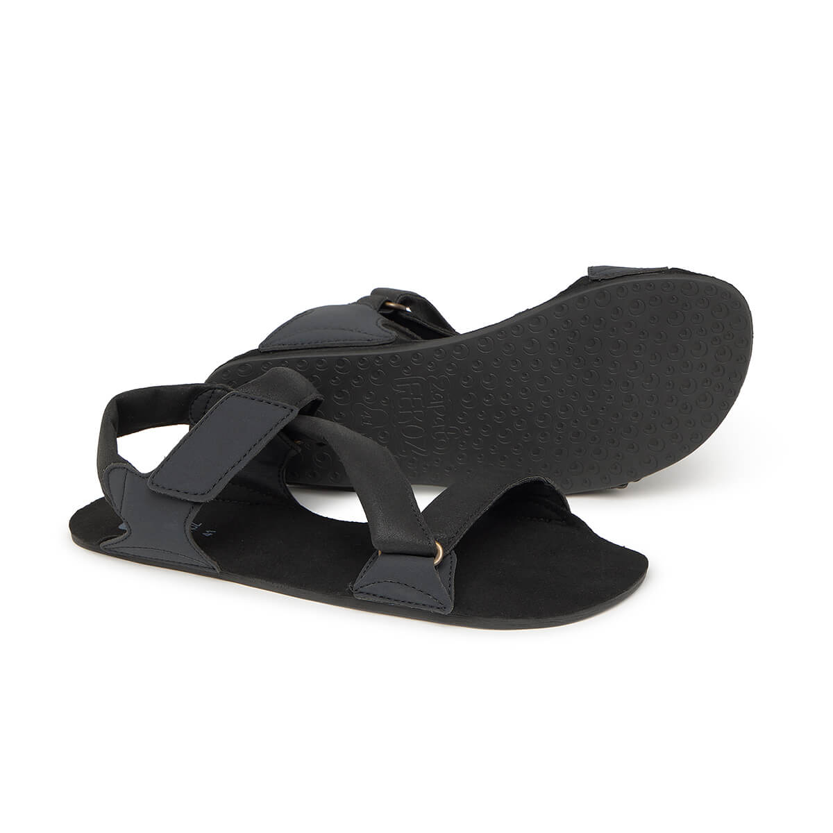 sandalias barefoot suela plana flexible hombre caballero primavera verano oliva ss26 Crack Negro Negro 02  | Negro Microfibra Serraje