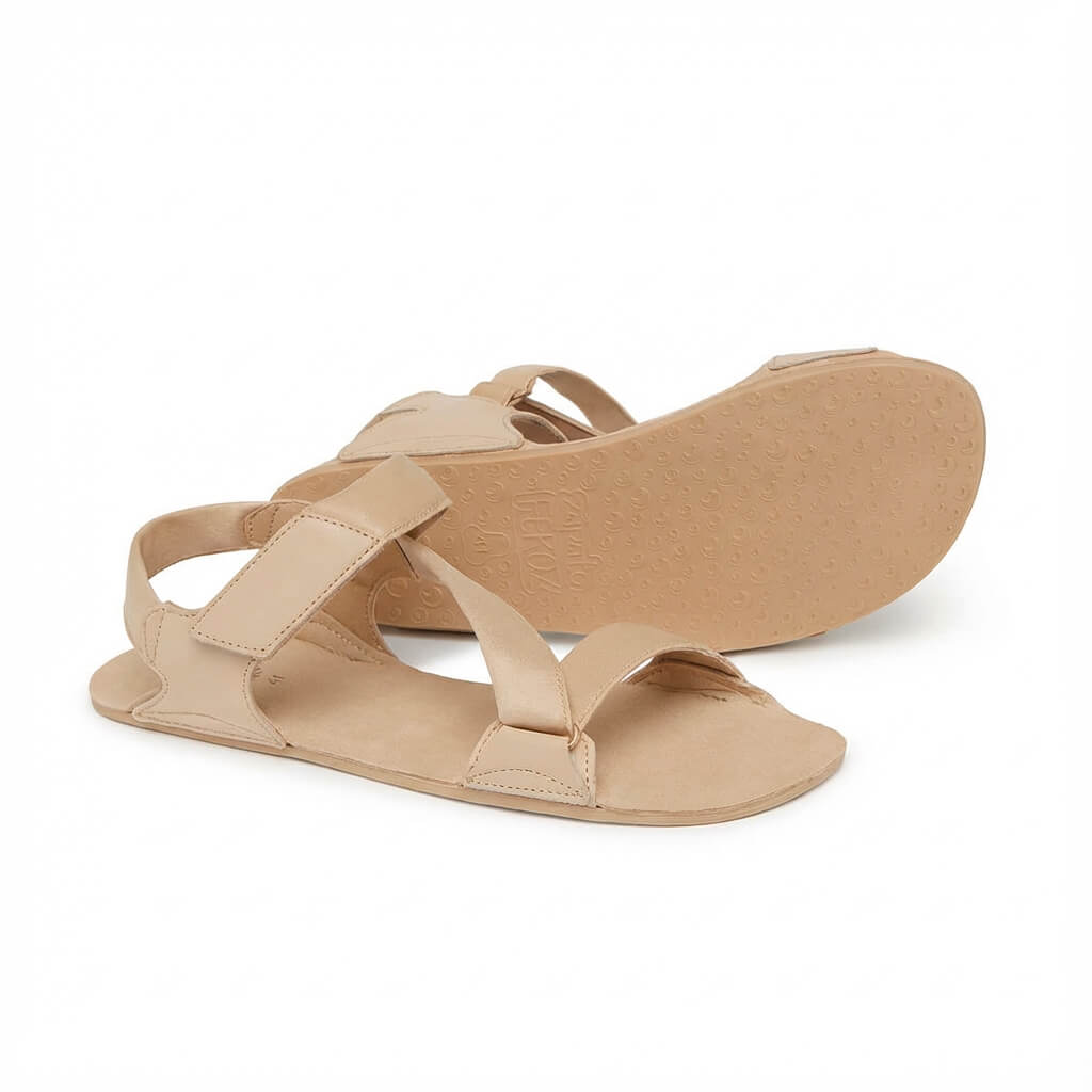 sandalias barefoot suela plana flexible mujer primavera verano oliva ss26 beige 2