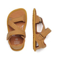 sandalias minimalistas velcro uso diario ninas color amarillo mostaza oliva rocker ss24