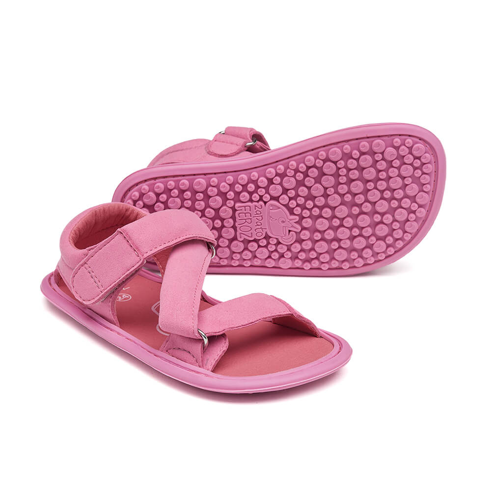 sandalias planas no resbalan como andar descalzo ninas color rojo fresa oliva rocker ss24