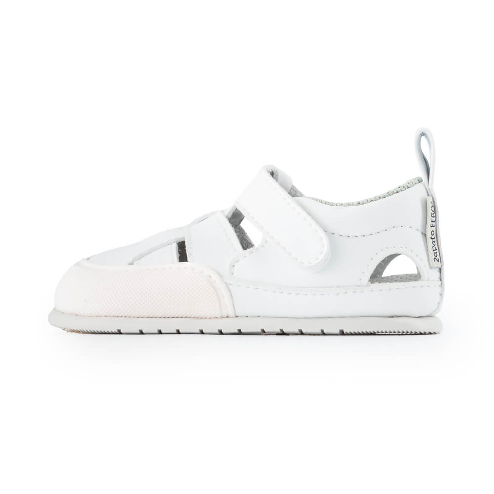 sandalias respetuosas barefoot veganas microfibra resistentes agua bebes color blanco puntos irta feroz ulises ss24 | Blanco microfibra