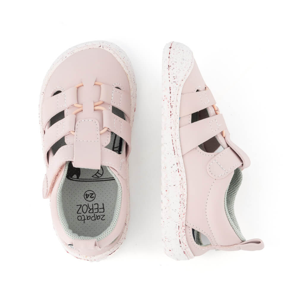 sandalias saludables respetuosas pies microfibra nobuck ninos ninas color rosa palo claro canet rocker ss24