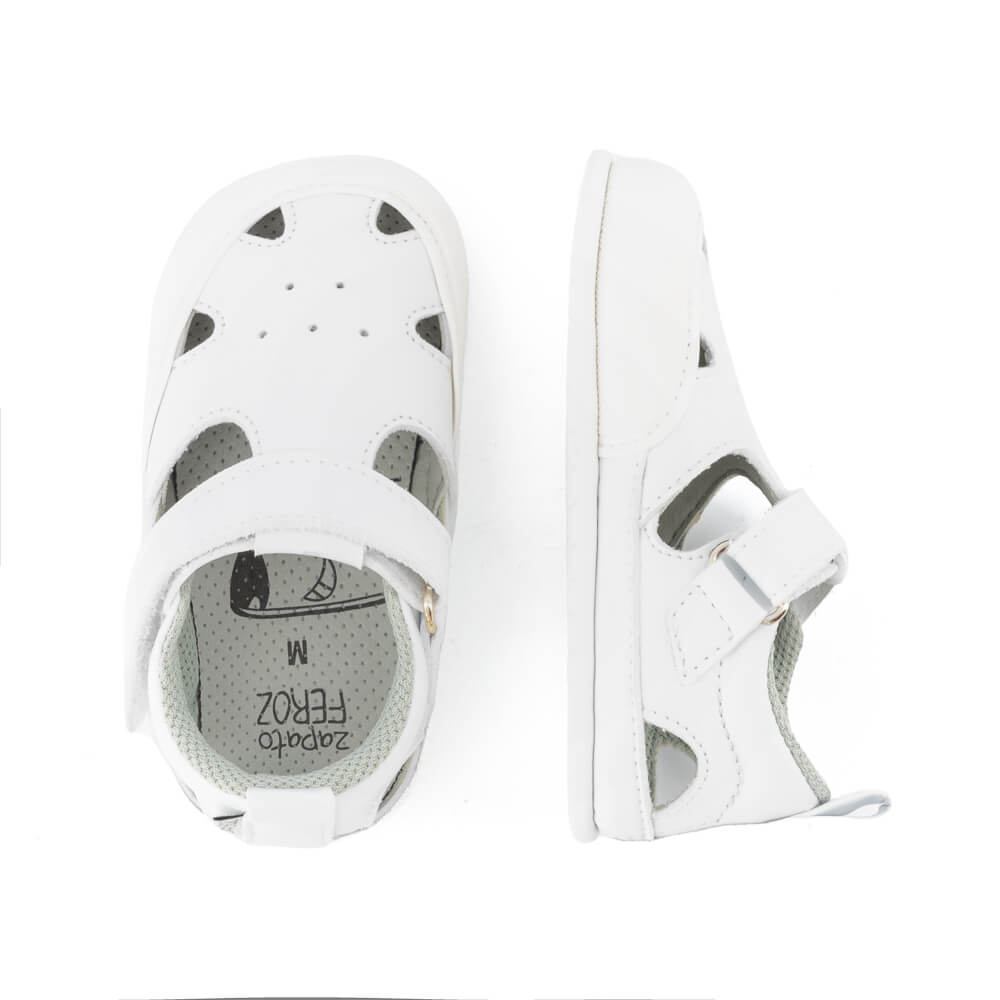sandalias veganas diseno respetuoso barefoot como andar descalzo bebes color blanco altea feroz ss24| Blanco Microfibra