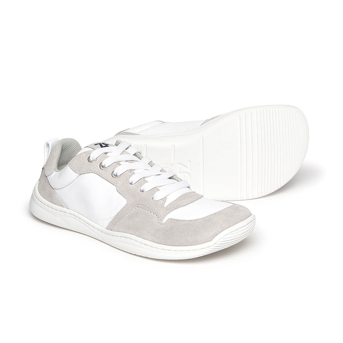 zapatilla deportiva adulto barefoot piel serraje blanco olocau aw25 02 | Blanco Gris Piel