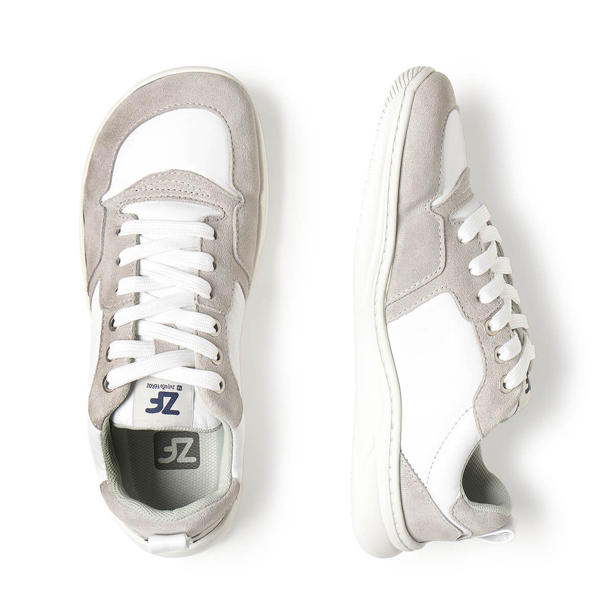 zapatilla deportiva adulto barefoot piel serraje blanco olocau aw25 03 | Blanco Gris Piel