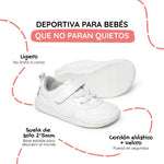 zapatilla deportiva bebe feroz barefoot blanco olocau ss26 02 | blanco microfibra