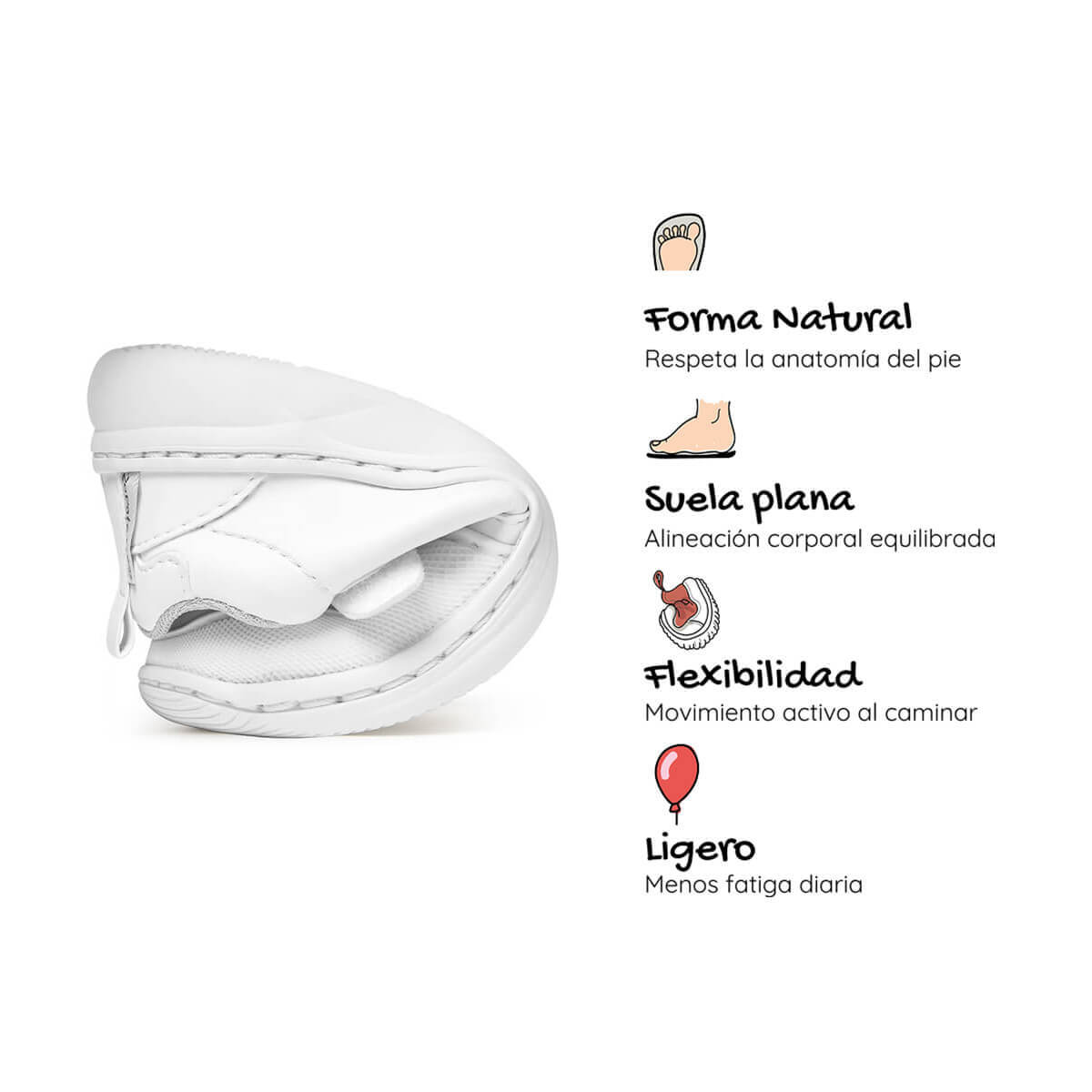  zapatilla deportiva bebe feroz barefoot blanco olocau ss26 05 | blanco microfibra