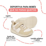 zapatilla deportiva infantil barefoot beige olocau feroz 1000 | beige microfibra microserraje