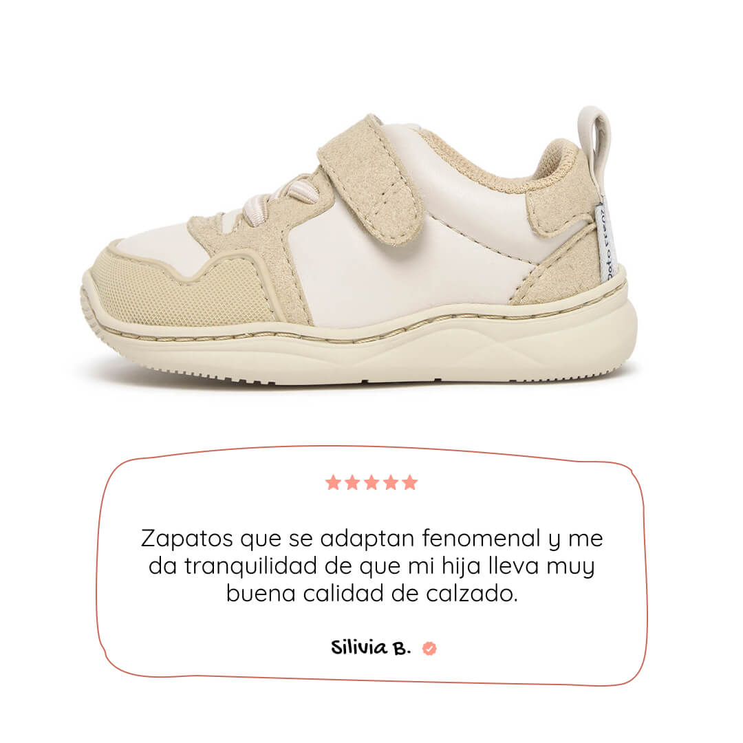 zapatilla deportiva infantil barefoot beige olocau feroz ss26 01 | beige microfibra microserraje
