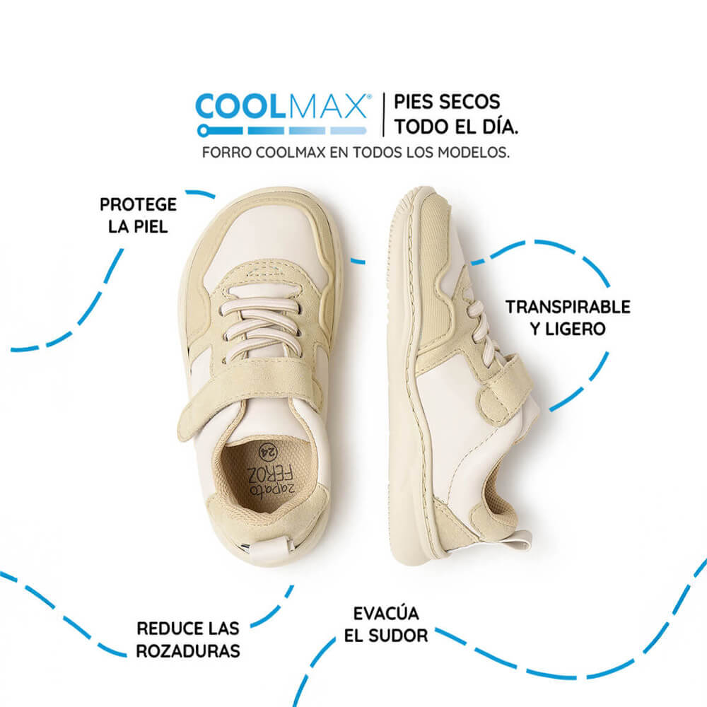 zapatilla deportiva infantil barefoot beige olocau rocker 03 |Beige Microfibra Micronobuck