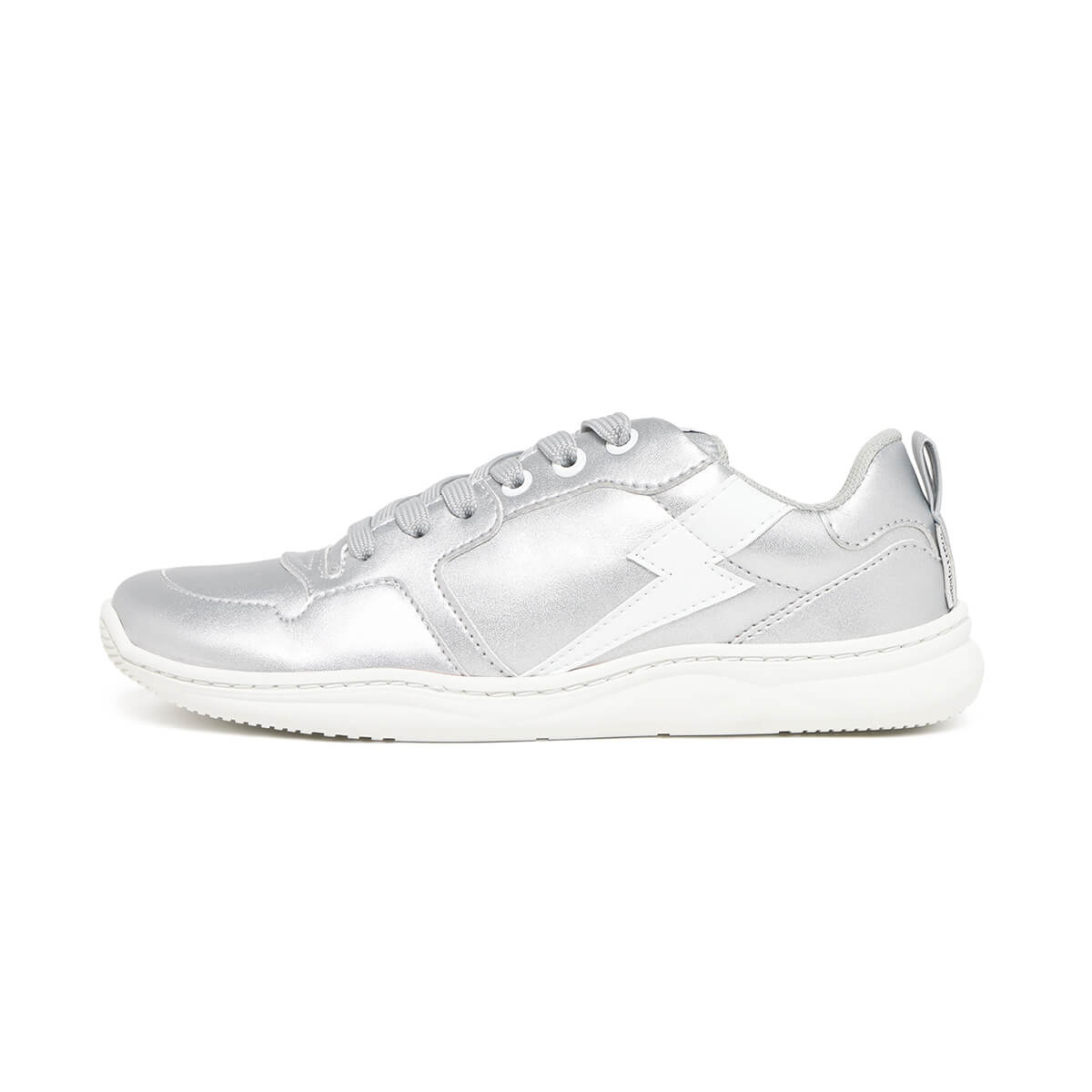 Zapatilla deportiva infantil barefoot blanco plata olocau rocker rayo 01  | Plata Rayo Microfibra