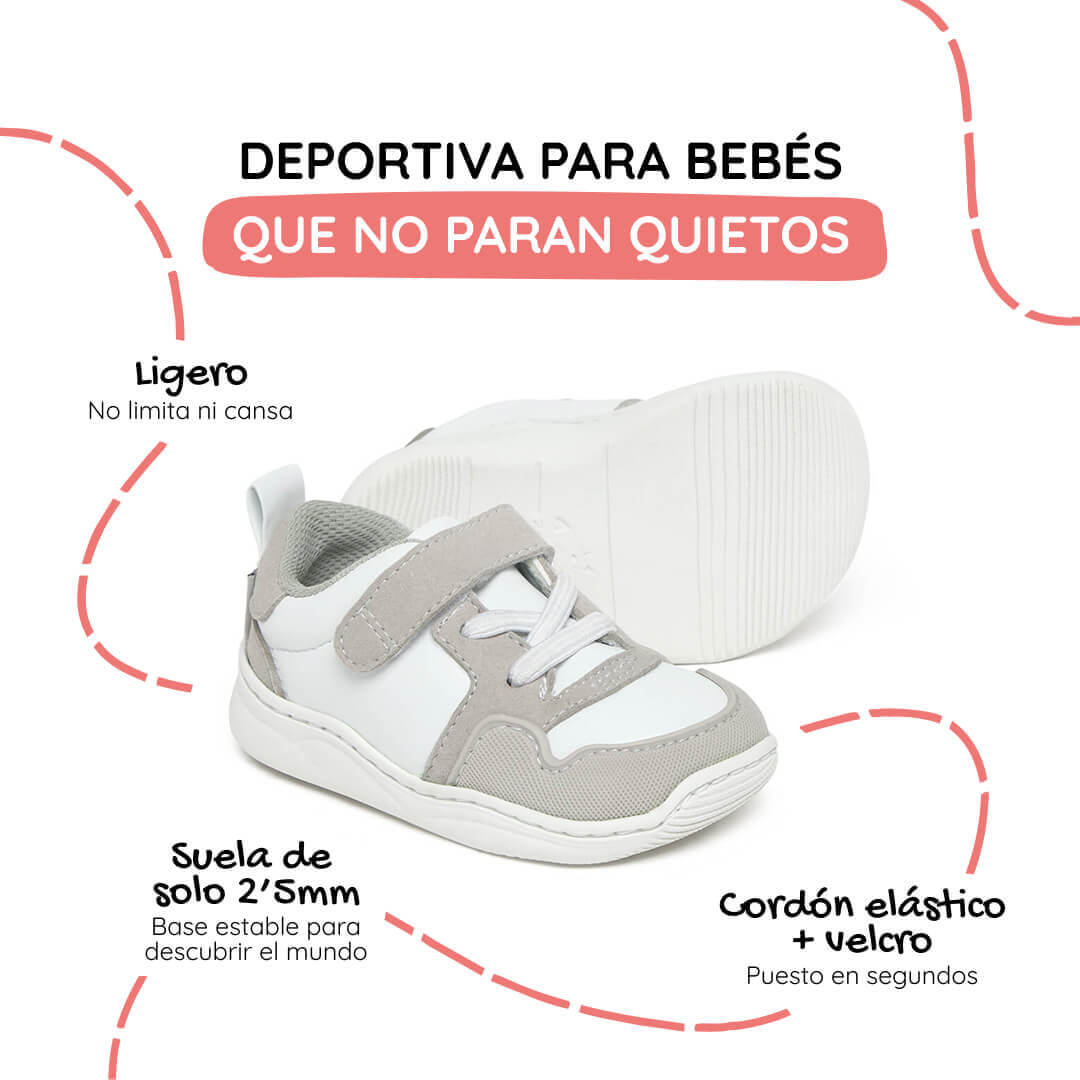 zapatilla deportiva infantil barefoot gris blanco olocau feroz 04
