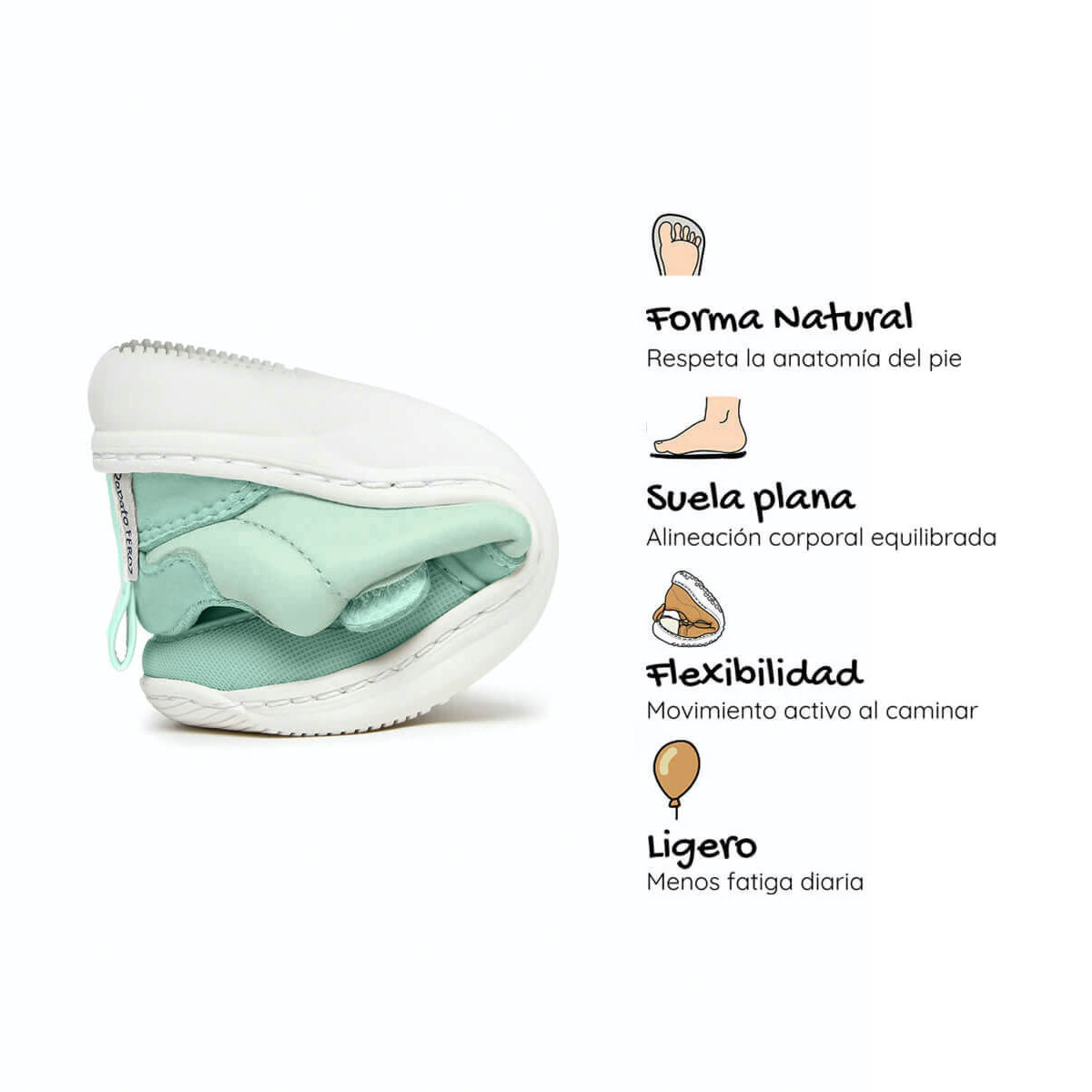 zapatilla deportiva infantil barefoot mint olocau rocker 04 | mint Microfibra Micronobuck