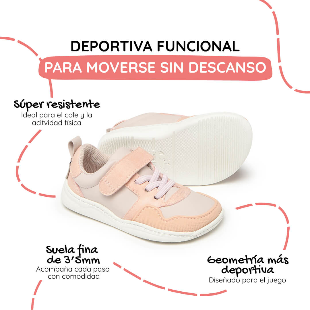 zapatilla deportiva infantil barefoot rosa palo olocau rocker 1000