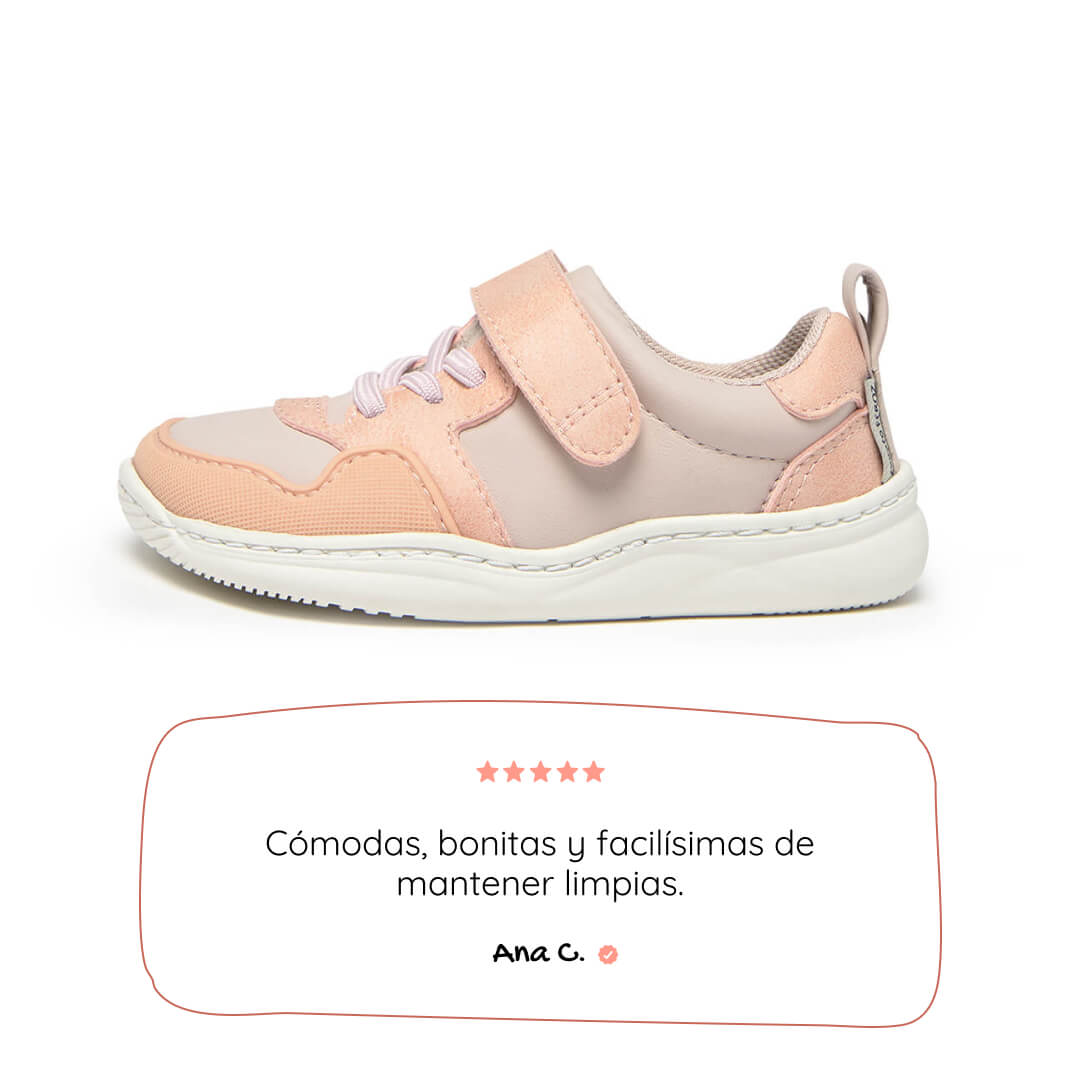 zapatilla deportiva infantil barefoot rosa palo olocau rocker ss26 01