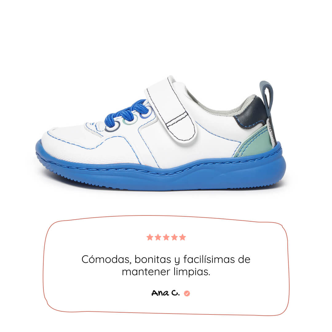 zapatilla deportiva infantil rocker barefoot blanco azul olocau ss26 lat 01